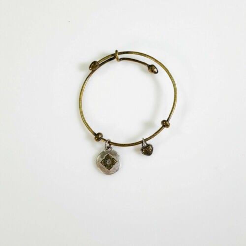 Vintage Bangle Charm Bracelet A Journey Begins with a Single Step Crystal